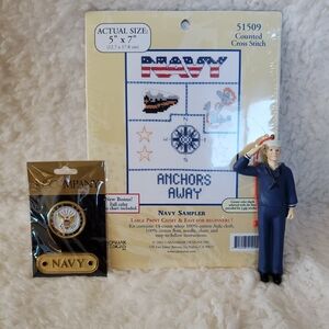Navy Sampler Cross Stitch Kit with Figurine